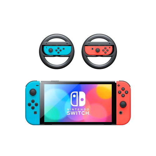 Игровая приставка Nintendo Switch OLED Neon Blue/Neon Red + Рули