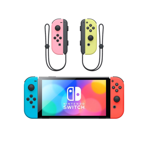 Игровая приставка Nintendo Switch OLED Neon Blue/Neon Red + Joy-Con Pastel Pink/Pastel Yellow