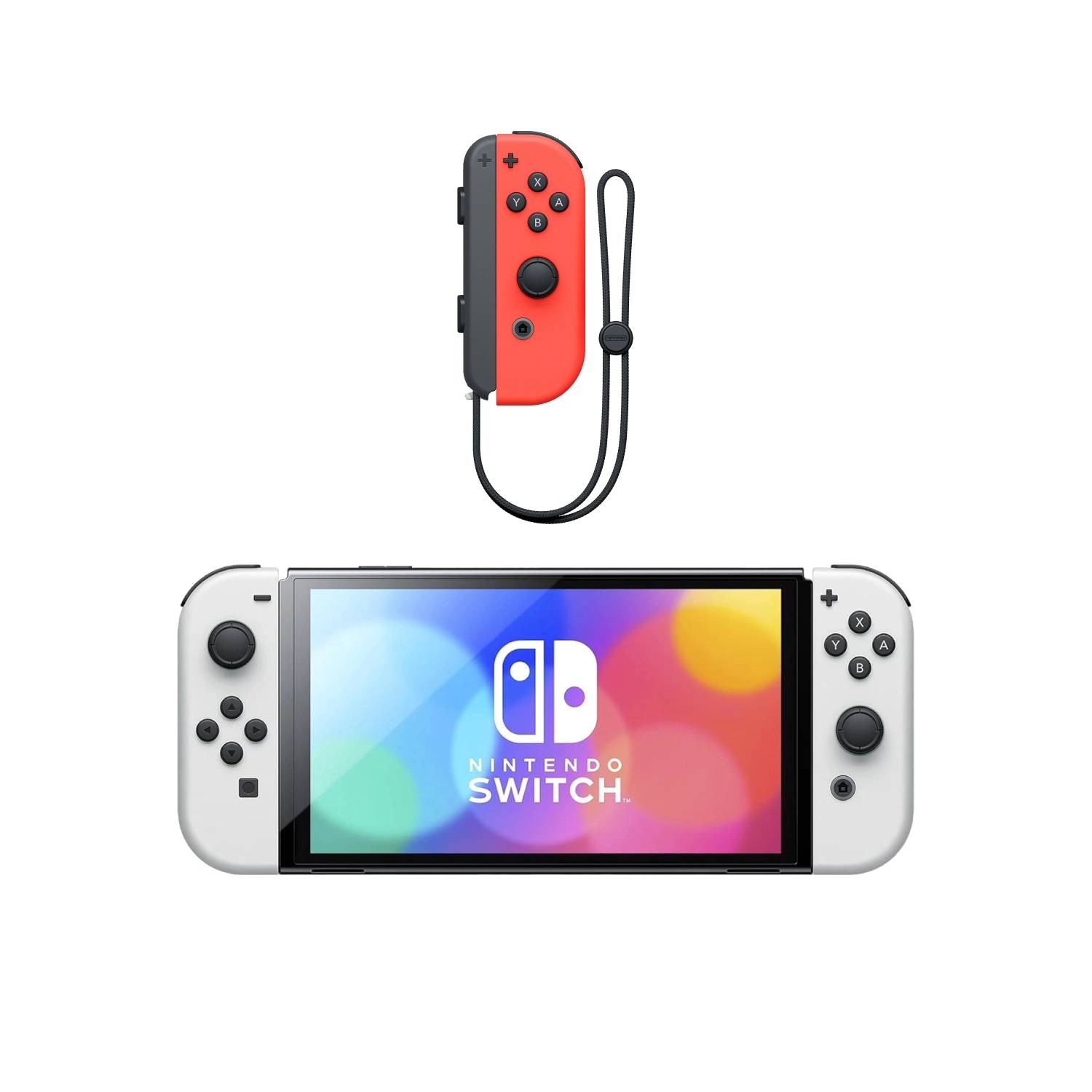 Игровая приставка Nintendo Switch OLED White + Joy-Con Neon Red (R)