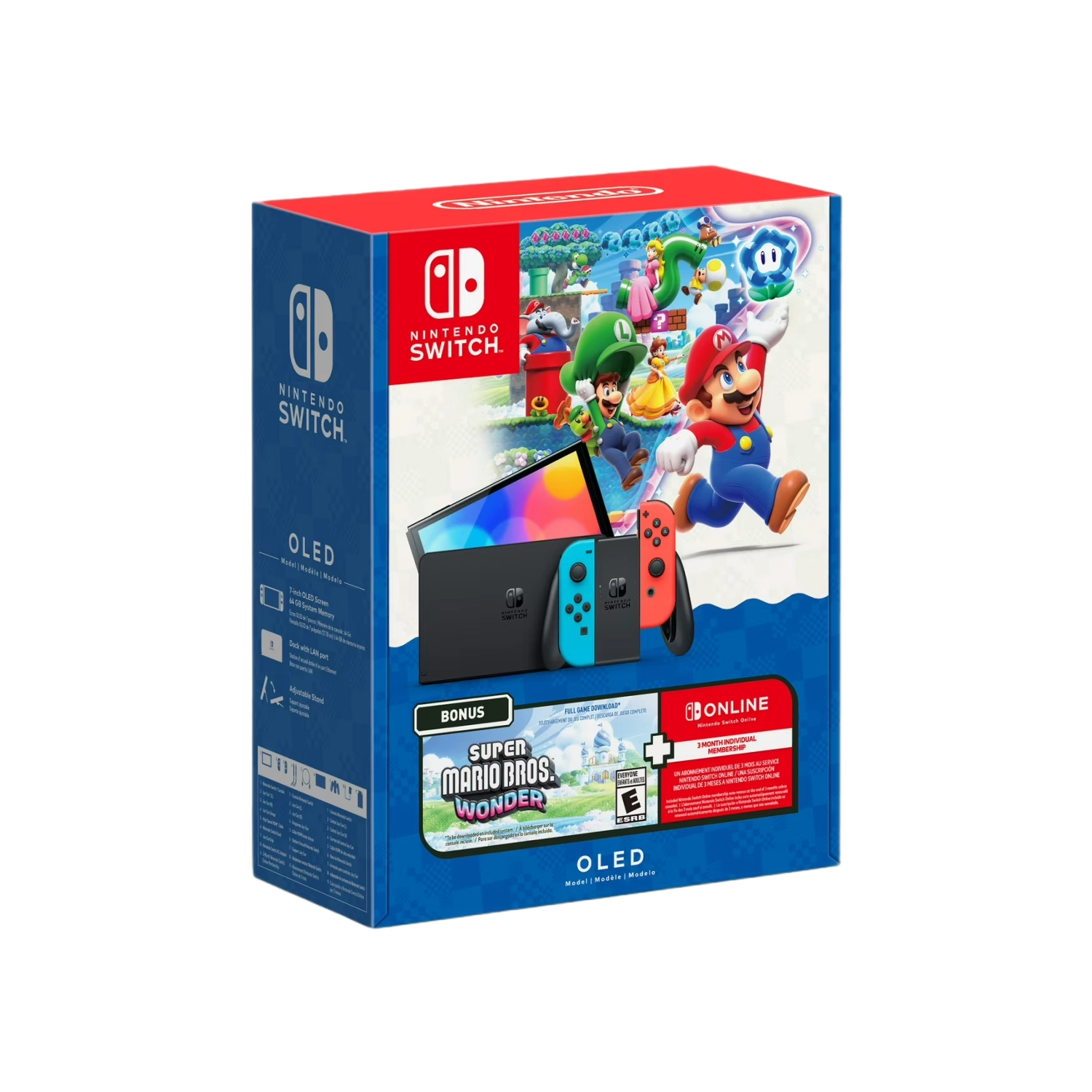 Игровая приставка Nintendo Switch OLED Neon Blue/Neon Red + Super Mario Bros Wonder Bundle