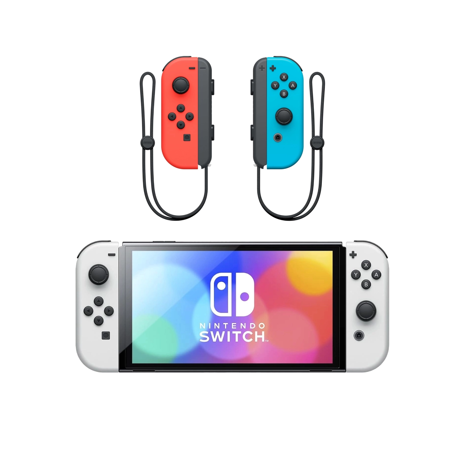 Игровая приставка Nintendo Switch OLED White + Joy-Con Neon Red/Neon Blue