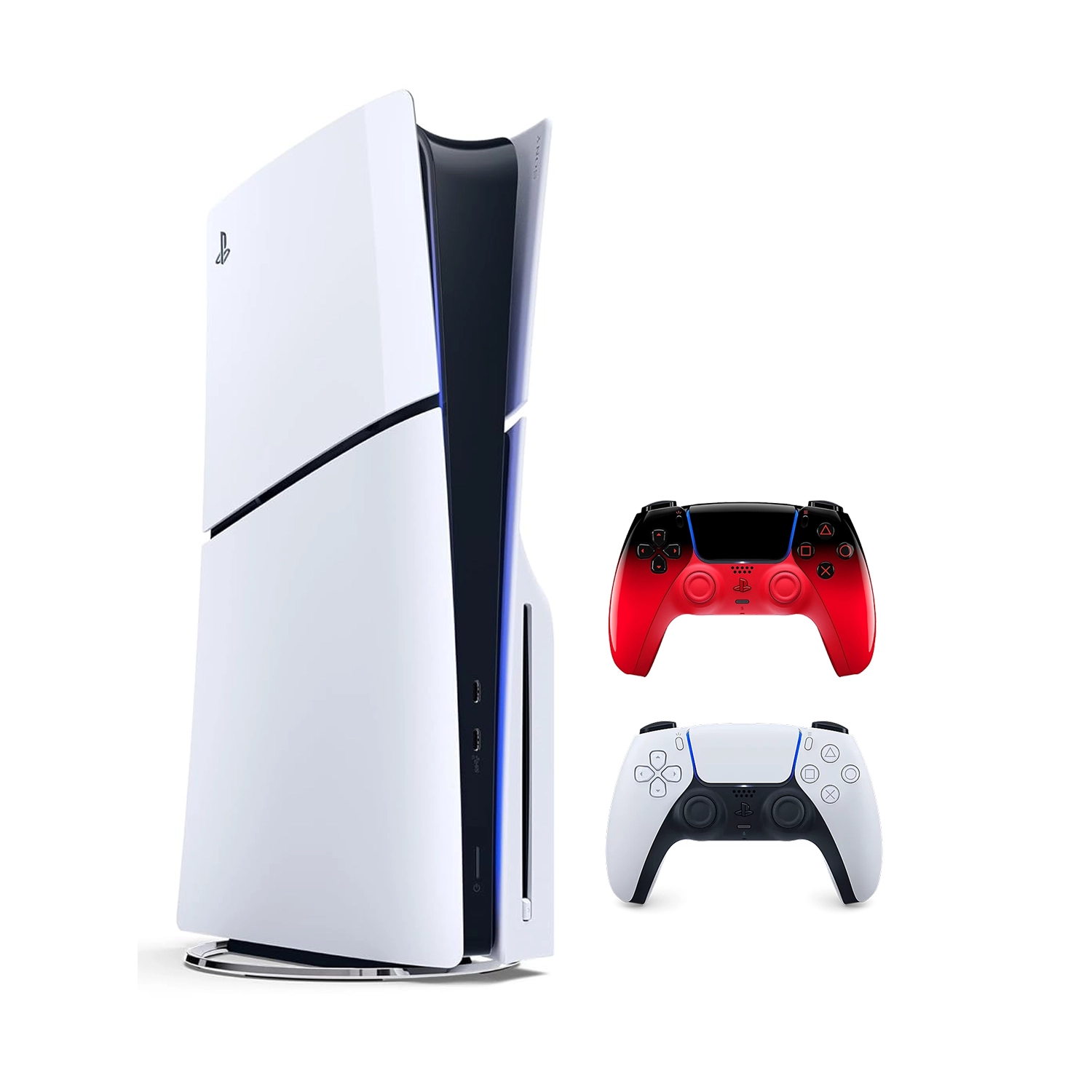 Игровая приставка Sony PlayStation 5 Slim (c дисководом) (PS5 Slim) + 2 геймпад Techno Red