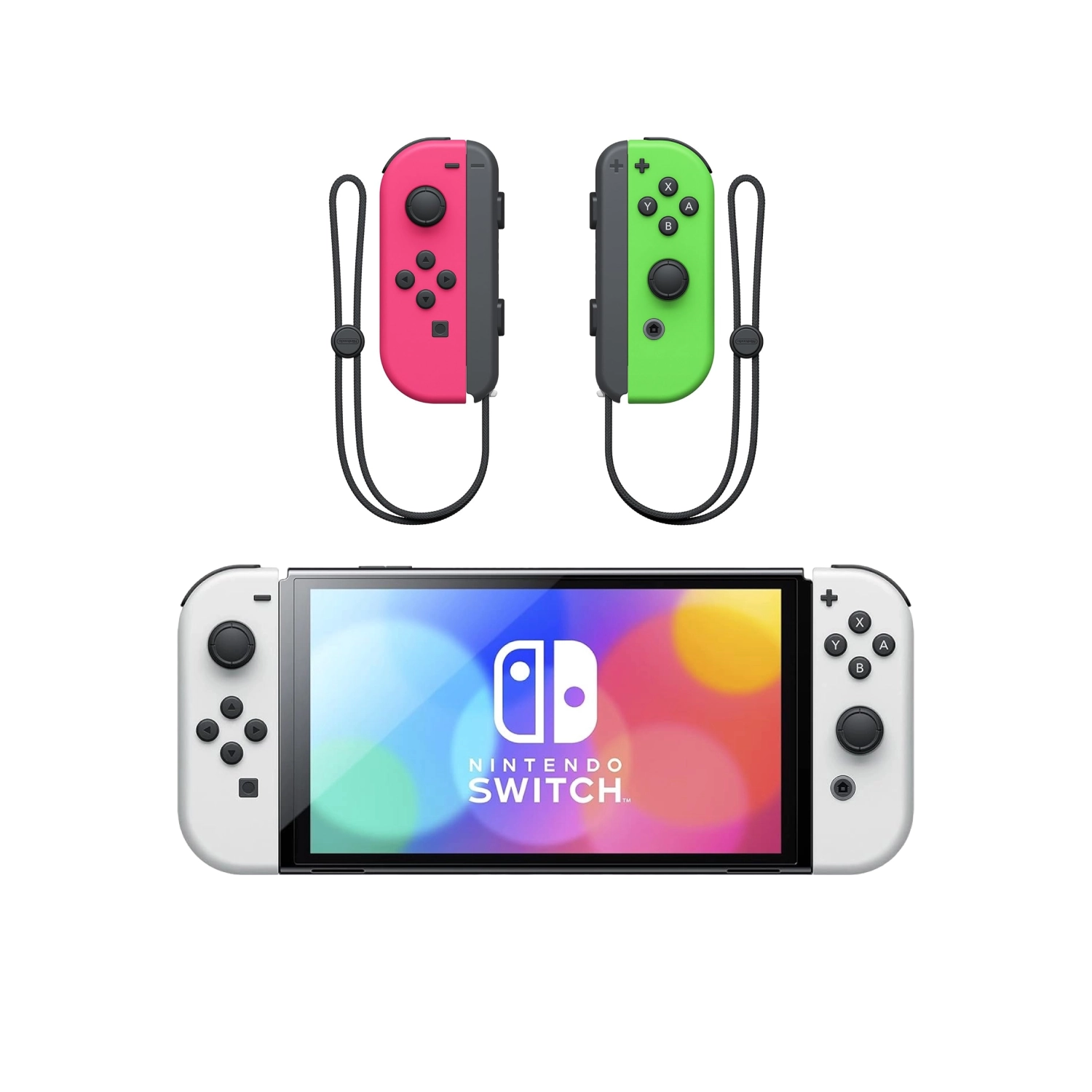Игровая приставка Nintendo Switch OLED White + Joy-Con Neon Pink/Neon Green