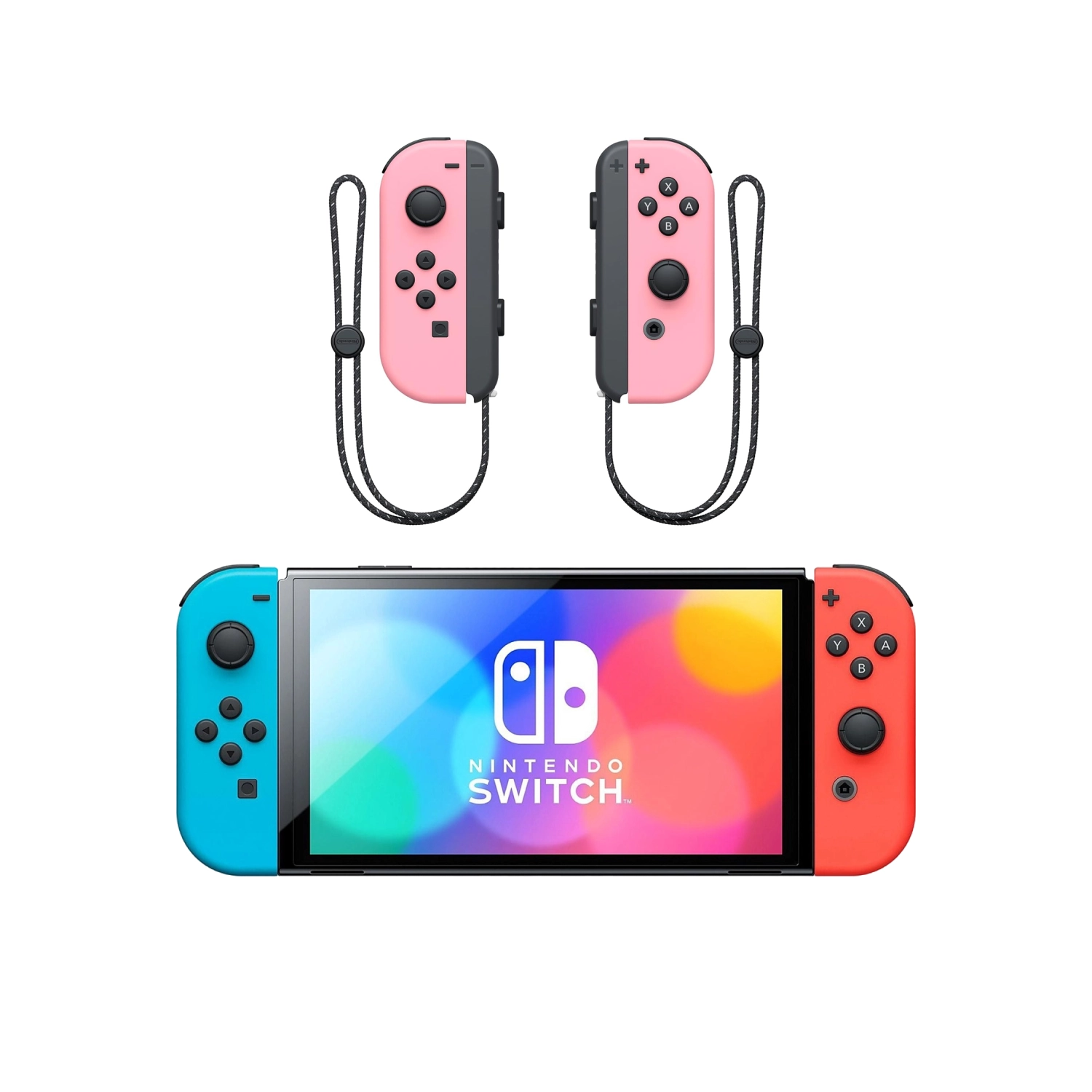 Игровая приставка Nintendo Switch OLED Neon Blue/Neon Red + Joy-Con Pastel Pink