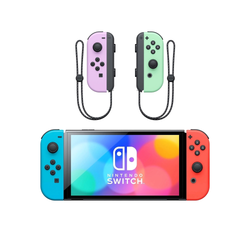 Игровая приставка Nintendo Switch OLED Neon Blue/Neon Red + Joy-Con Pastel Purple/Pastel Green