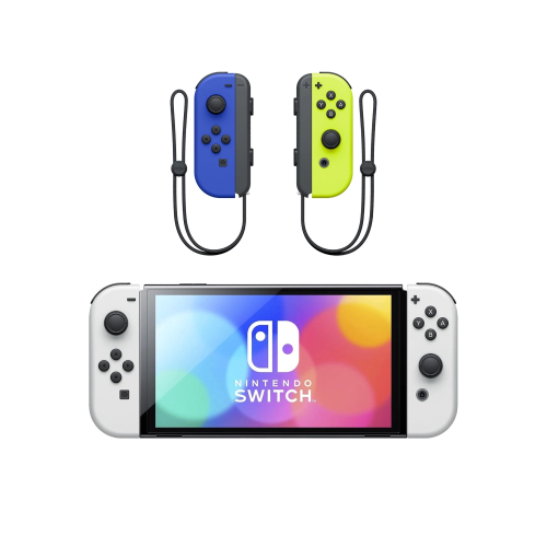 Игровая приставка Nintendo Switch OLED White + Joy-Con Blue/Neon Yellow